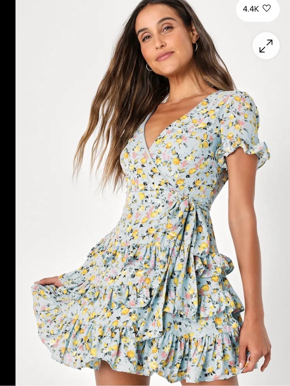 NWOT Lulu's  Floral Tiered Ruffle Mini Dress Size- M Fairy Wedding Guest Dainty